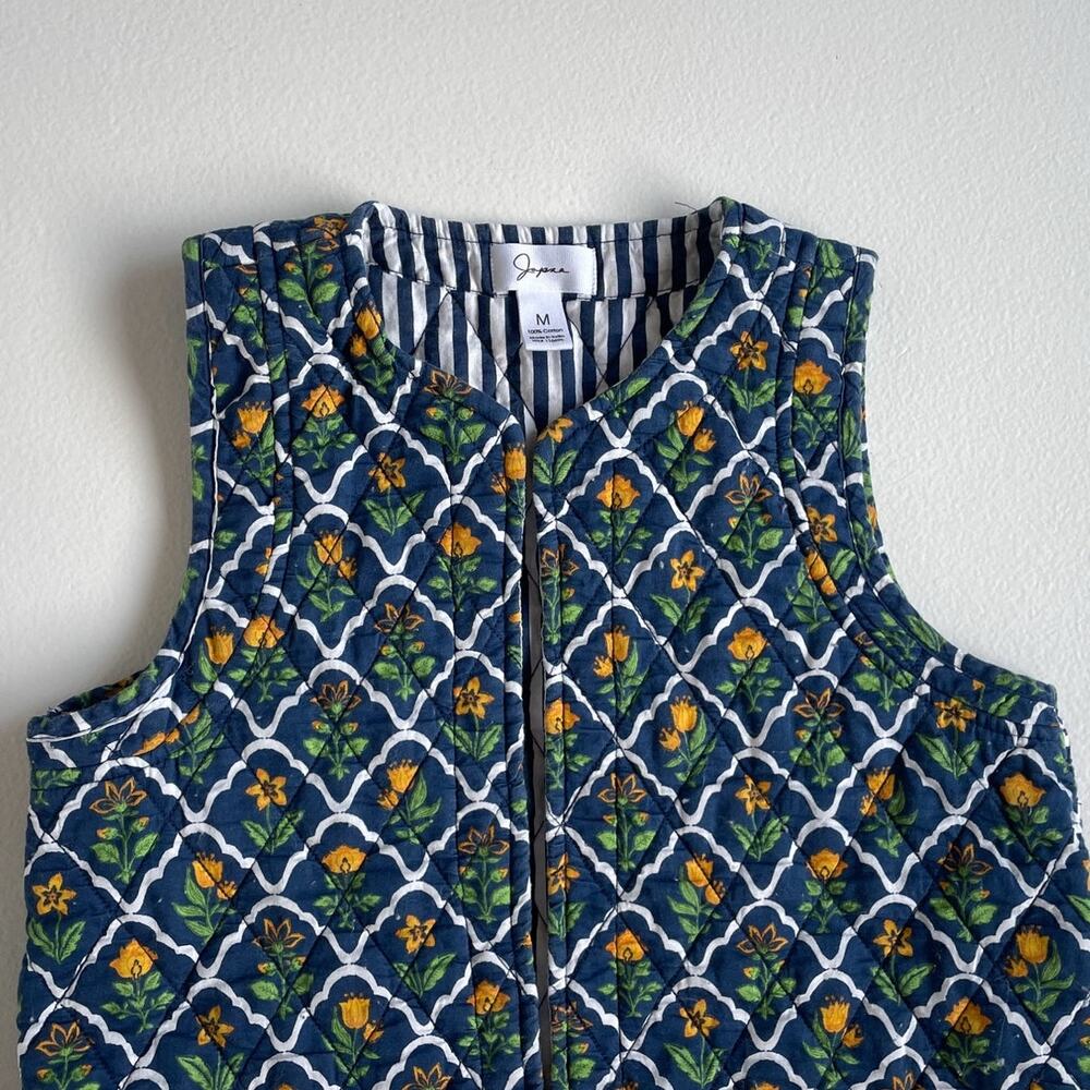JAPNA Quilted Floral Indian Cotton Open Vest / Sz M / Boho Retro Hippie - Picture 4 of 10